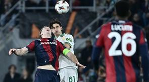 AS Roma harus puas bermain imbang 1-1 kontra Bologna pada laga leg pertama 16 besar Liga Europa di Stadio Renato Dall'Ara, Jumat (13/03/2026) dini hari WIB. (AFP/Filippo MONTEFORTE)