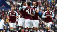 Marcus Rashford merayakan gol bersama Aston Villa pada pertandingan perempat final Piala FA kontra Preston North End di Deepdale, Minggu (30-3-2025). (Bola.com/avfc.co.uk)