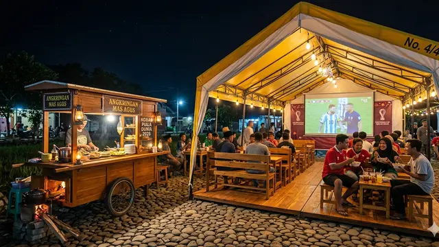 Inspirasi Desain Angkringan di Desa dengan Tempat Nobar Piala Dunia. Gemini