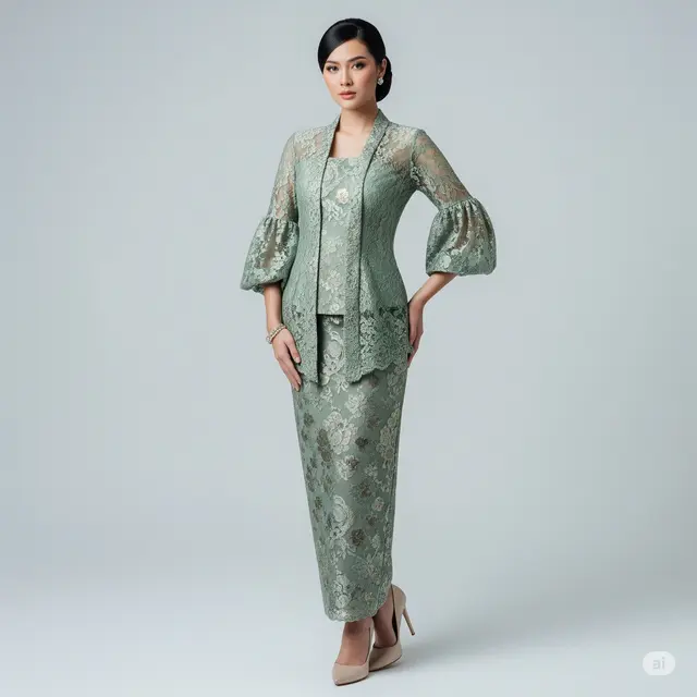 8 Model Kebaya Brokat Lengan Balon: Tren Fashion Tradisional yang Menawan