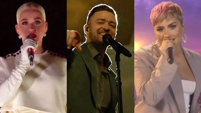 Katy Perry, Justin Timberlake dan Demi Lovato
