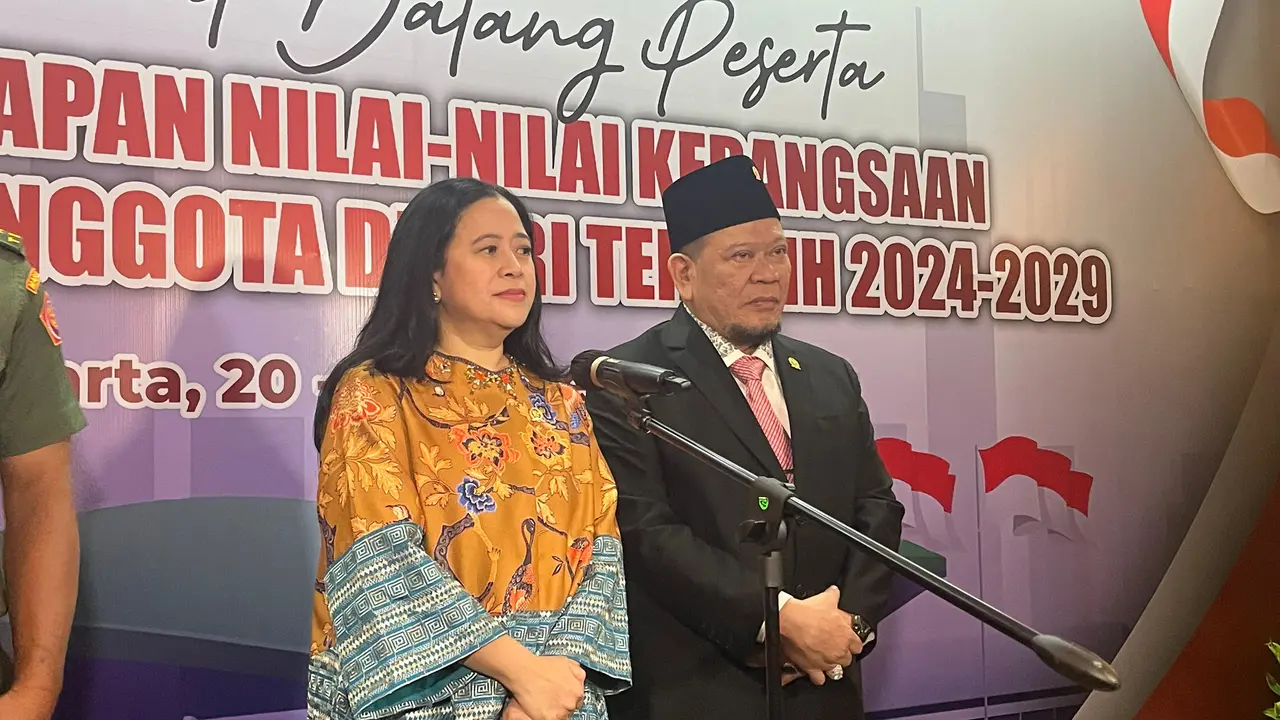Ketua Dewan Pimpinan Pusat (DPP) PDI Perjuangan (PDIP) Puan Maharani di Hotel Shangri La, Jakarta Pusat, Sabtu (21/9/2024) (Liputan6.com/Winda Nelfira)