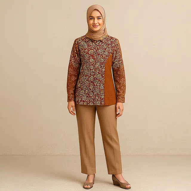 Model Baju Batik Motif Bunga Terbaru 2025/AI