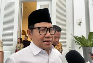Menteri Koordinator Bidang Pemberdayaan Masyarakat sekaligus Ketua Umum (Ketum) Partai Kebangkitan Bangsa (PKB) Muhaimin Iskandar atau Cak Imin di Balai Kota DKI Jakarta, Selasa (26/8/2025) (Liputan6.com/Winda Nelfira)