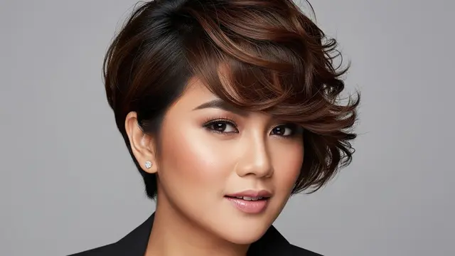 Model Rambut Pendek Gelombang untuk Wajah Bulat