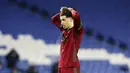 Pemain Wolverhampton Wanderers, Rayan Ait-Nouri, tampak kecewa usai ditahan imbang Brighton and Hove Albion pada laga Liga Inggris di Stadion Amex, Sabtu (2/1/2021). Kedua tim bermain imbang 3-3. (Gareth Fuller/POOL/AP)