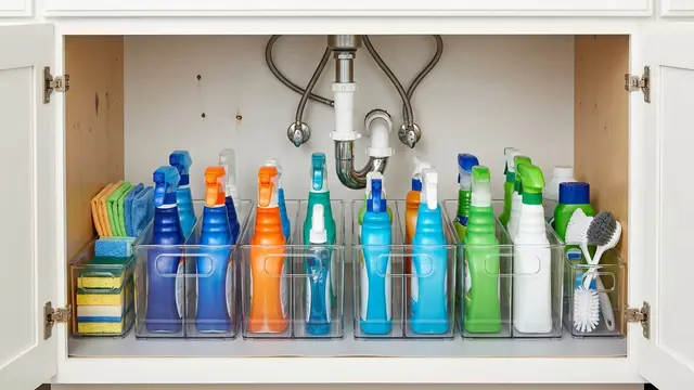 Cara Menata Area Bawah Wastafel agar Botol Pembersih Tidak Mudah Tumpah