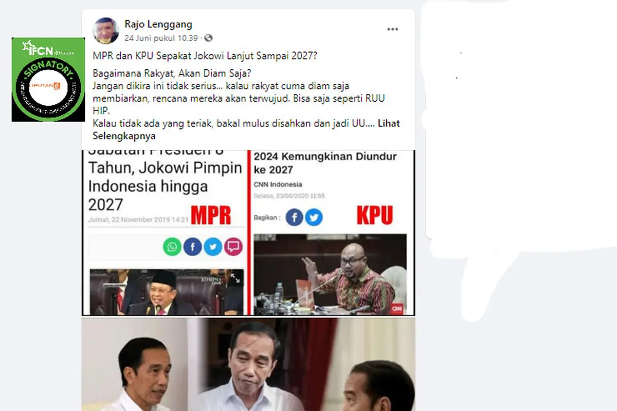 Penelusuran Klaim Pilpres Mundur Masa Jabatan Presiden Jokowi Diperpanjang Hingga 2027