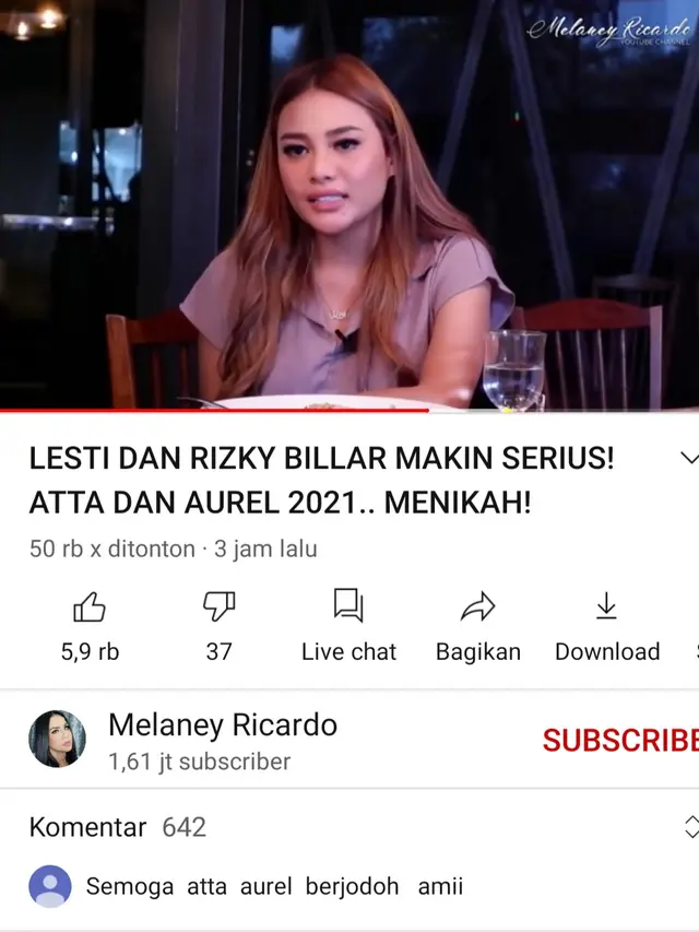 Aurel Hermansyah dalam konten Melaney Ricardo. (Foto: YouTube Melaney Ricardo)