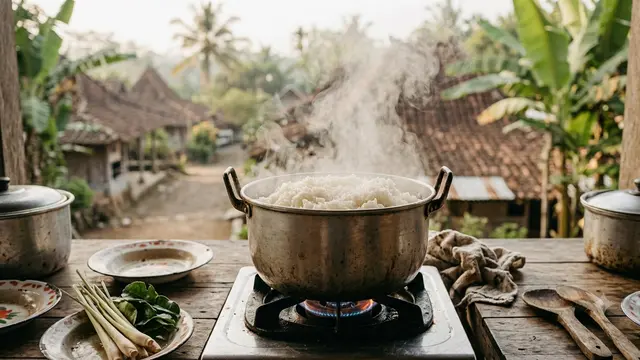 menghangatkan nasi kemarin (AI Generated)