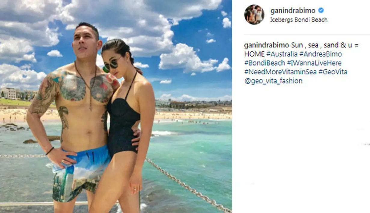 Ganindra Bimo punya banyak tato di sekujut tubuhnya. Bahkan tato-tato itu terlihat jelas saat suami Andrea Dian ini bertelanjang dada. (instagram.com/ganindrabimo)