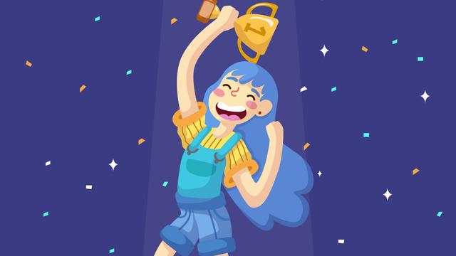 Ilustrasi juara, pemenang, trofi, peringkat