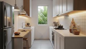 Desain Dapur Sempit Memanjang. (Foto: Gemini AI)
