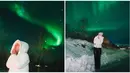 Bikin takjub, melihat aurora secara langsung adalah impian tak sedikit orang. Diketahui tempat terbaik menemukan aurora biasanya dari perbatasan utara dengan Norwegia ke Jokkmokk. Dalam keterangan unggahannya, Medina Dina menuliskan jika ia sudah berharap untuk melihat aurora tahun 2018 ketika ke Islandia, namun sayang kala itu ia belum beruntung. (Liputan6.com/IG/@gadiiing/@medinadinaaa)
