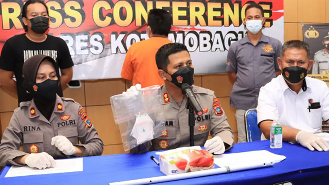 Jumpa pers yang dilakukan Polres Kotamobagu terkait terungkapnya kasus sabu.