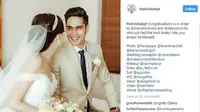 Marcell Chandrawinata telah resmi menikahi Deasy Priscilla. Keduanya tampak serasi dengan busana yang dikenakan (instagram/thebridedept)