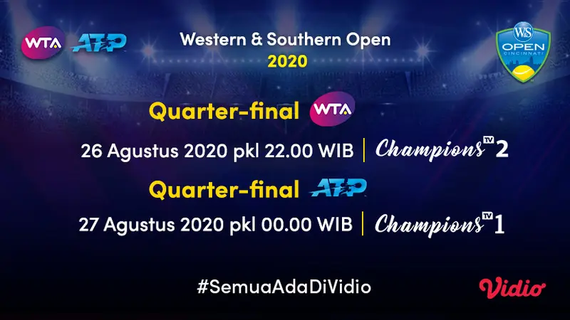 Quarter final WTA dan ATP Western and Southern Open 2020