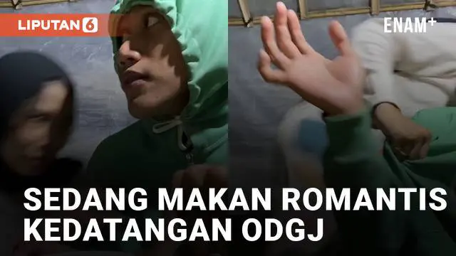 VIDEO: Dapat Kejutan, Sejoli Sedang Makan Romantis di Warung Kedatangan ODGJ