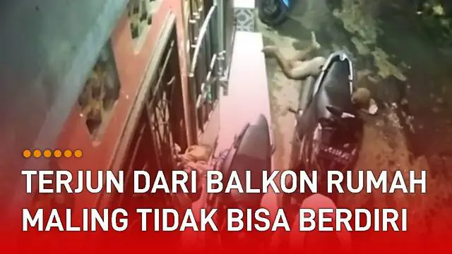 Video CCTV memperlihatkan detik-detik seorang maling terjun bebas.