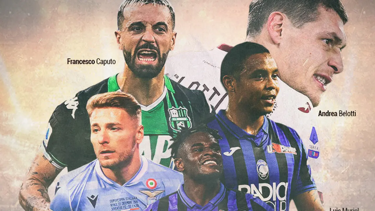 Serie A - Ilustrasi Pemain Ciro Immobile, Francesco Caputo, Duvan Zapata, Luis Muriel, Andrea Belotti