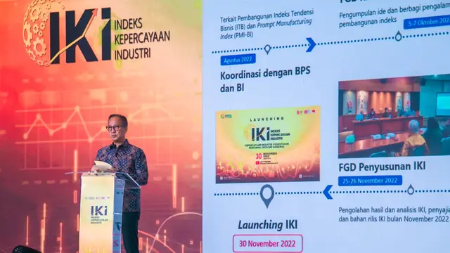 Menteri Perindustrian Agus Gumiwang Kartasasmita dalam Peluncuran Indeks Kepercayaan Industri (IKI) dan Rilis IKI November 2022 di Jakarta, Rabu (30/11/2022). (Dok. Kemenperin)