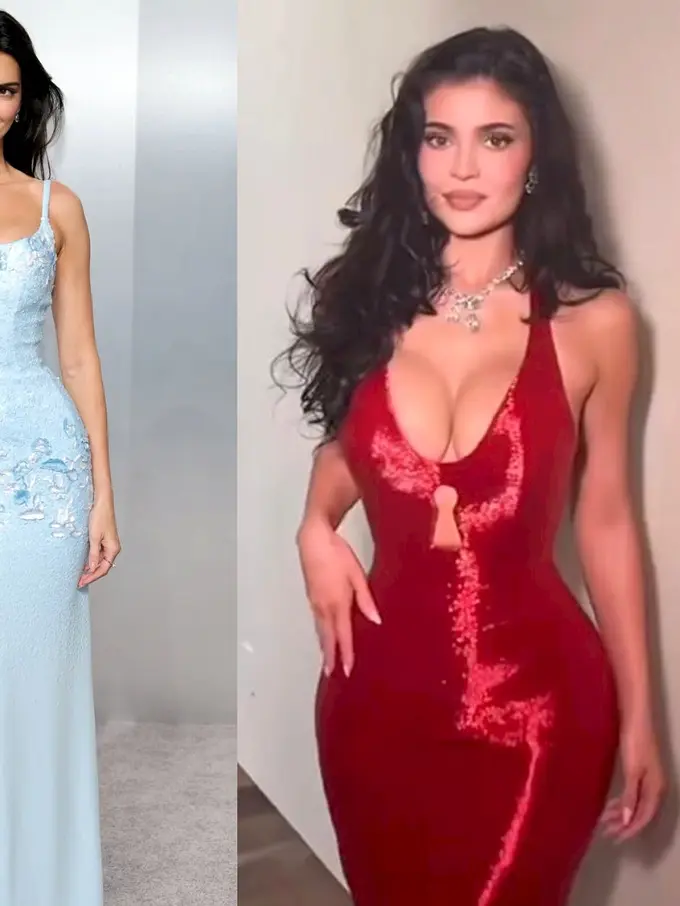 Adu Gaya Jenner Sisters di Oscar 2026, Kendall Tampil Cool Girl dengan Gaun Biru Es, Kylie Kontras Dramatis dalam Gaun Merah