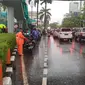 Banjir di Jalan Asia-Afrika, Senayan, Jaksel, surut. (Twitter @DinasSDAJakarta)