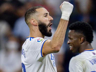 Real Madrid meraih hasil positif saat menjamu Celta Vigo pada pekan keempat La Liga di Stadion Santiago Bernabeu, Senin (13/9/2021). (Foto:AP/Manu Fernandez)