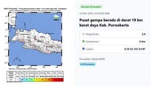Gempa magnitudo 2,9 getarkan kabupaten Purwakarta. (Dok. BMKG)