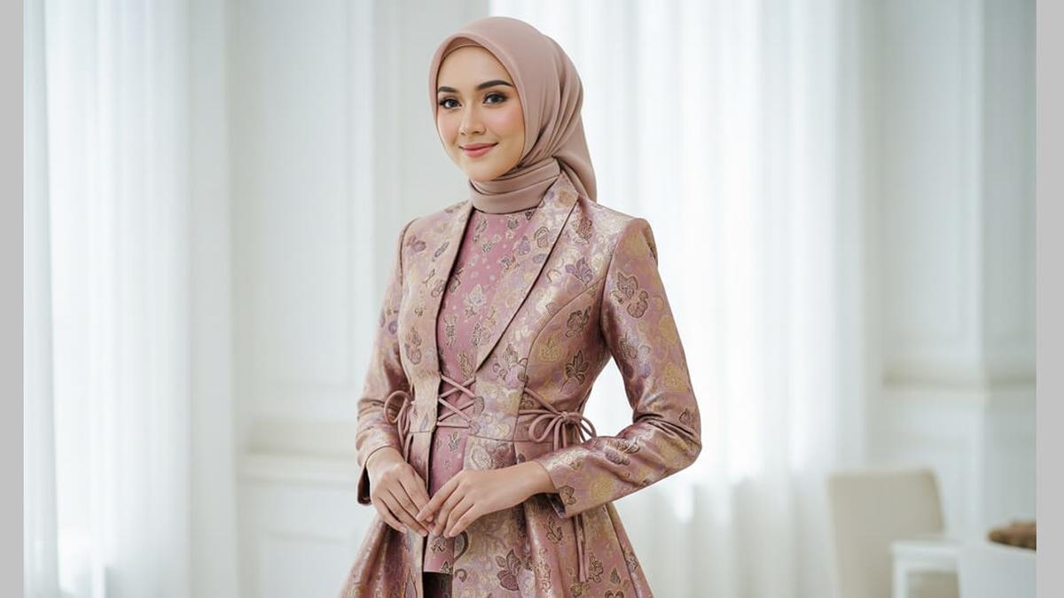 7 Model Gamis Batik Kombinasi Blazer Brokat untuk Kesan Ramping Terbaru 2025