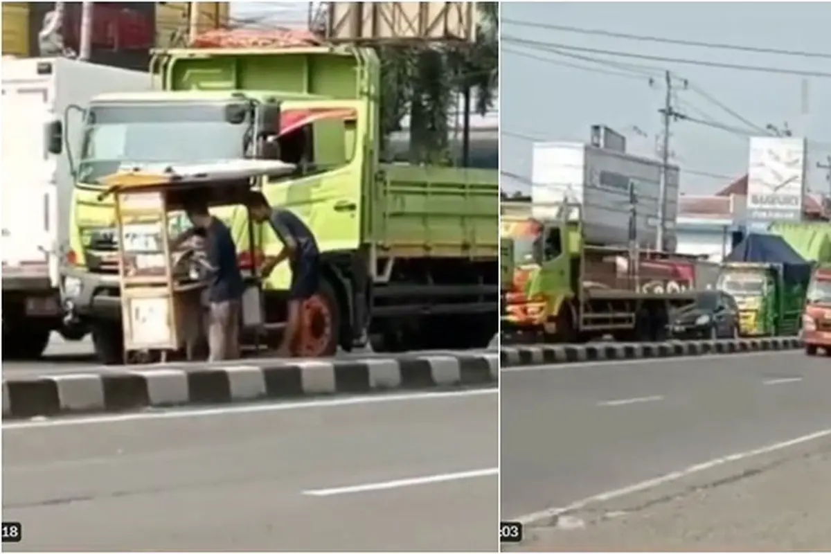 Gara-Gara Sopir Truk Beli Siomay, Puluhan Kendaraan Ini Terjebak Macet Panjang