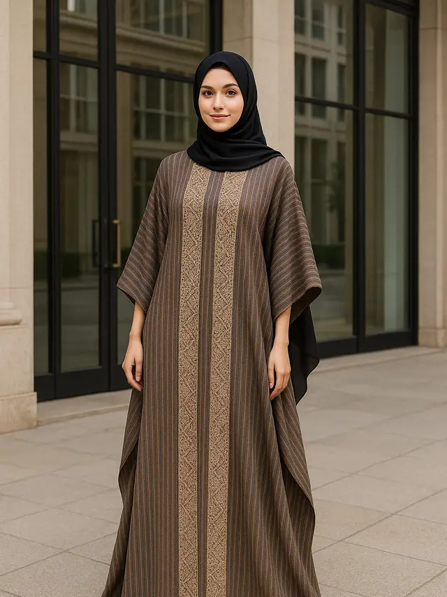 Gamis Lurik Kombinasi Brokat Tren Terbaru