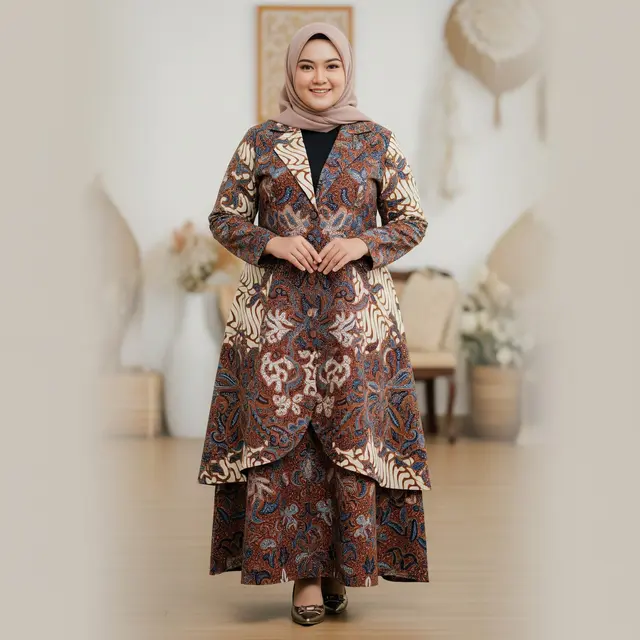 Model Gamis Batik Blazer Syari Size Besar