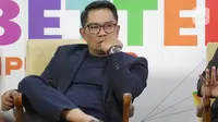 Ridwan Kamil saat menghadiri acara Climate Talk, Bisnis Karbon, Solusi Atau Perangkap Bagi Indonesia di gedung KLY Jakarta, Rabu 26 Februari 2025. (Liputan6.com/Helmi Fithriansyah)