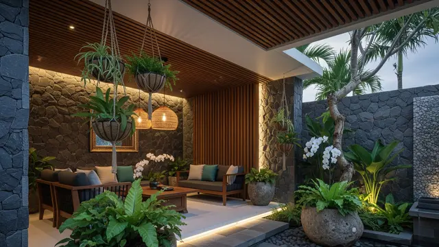 Desain Teras Ala Bali yang Bikin Rumah Terasa Adem dan Menenangkan (Image by Gemini AI)