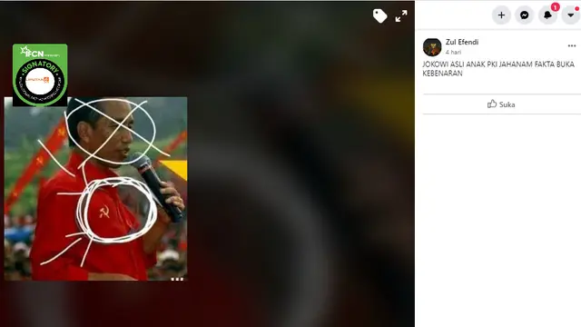 Cek Fakta : Penelusuran klaim foto Presiden Jokowi mengenakan baju merah berlogo PKI