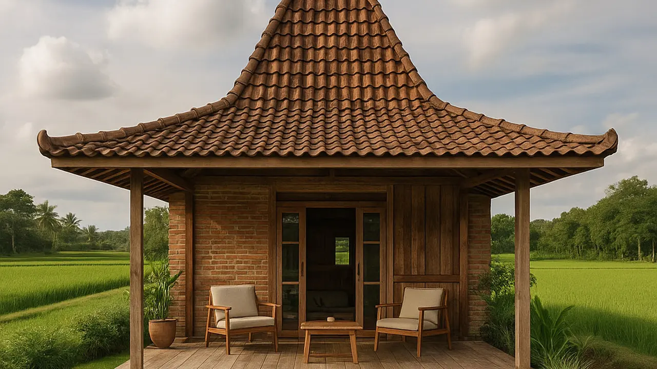 Model Rumah Joglo Minimalis Tepi Sawah