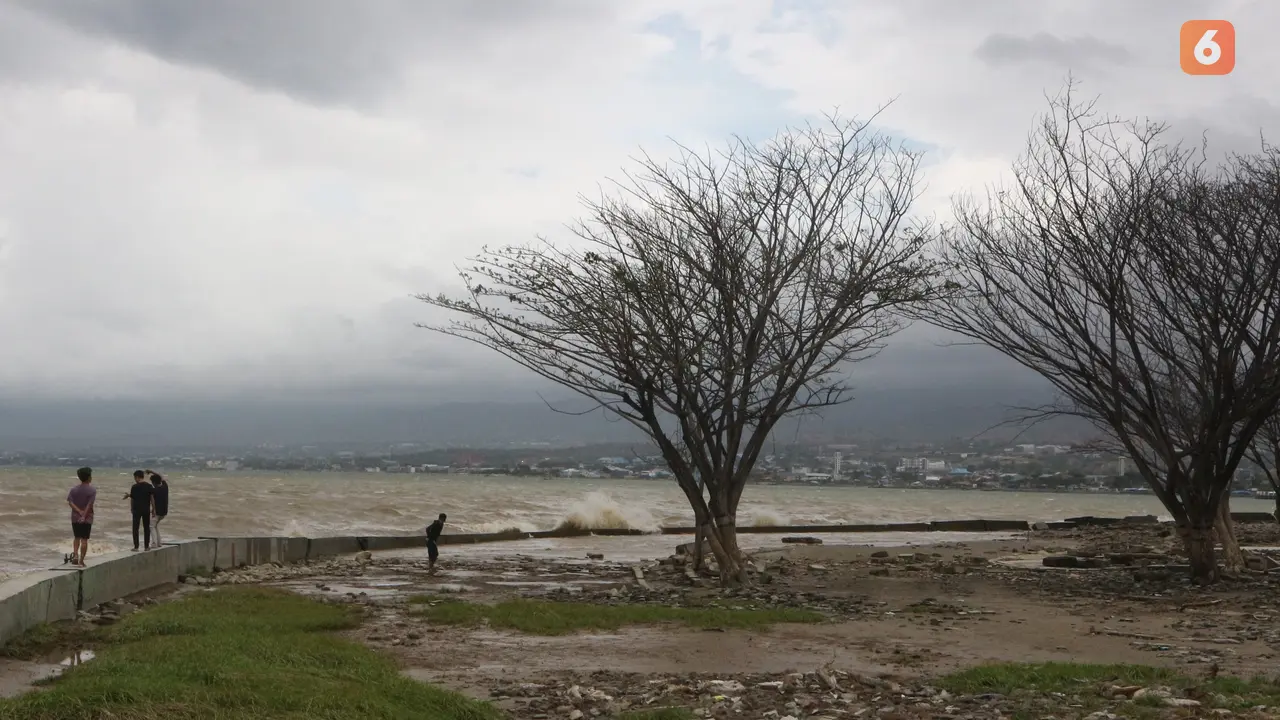 gelombang tinggi di pesisir teluk palu