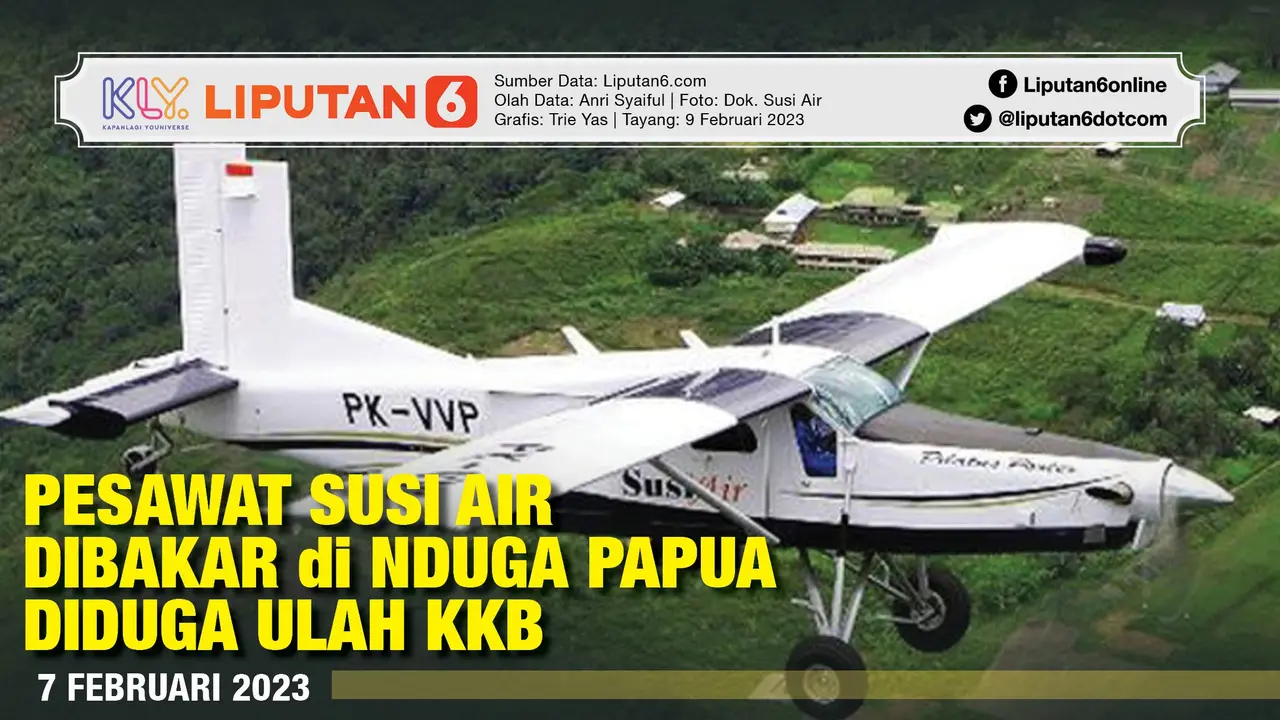 Infografis Pesawat Susi Air Dibakar di Nduga Papua Diduga Ulah KKB. (Liputan6.com/Trieyasni)