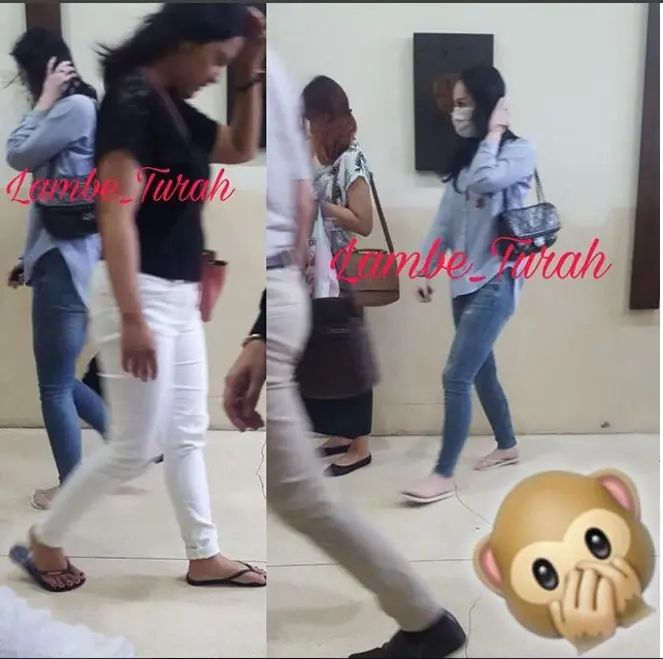 Jennifer Dunn tutupi wajahnya saat jalan-jalan ke mal (Foto: Instagram/@lambe_turah)