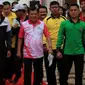 Wapres Jusuf Kalla dan Menpora Imam Nahrawi saat peluncuran logo Asian Games 2018, Jakarta, Minggu (27/12/2015). Indonesia akan menjadi tuan rumah perhelatan Asian Games 2018 mendatang. (Liputan6.com/Johan Tallo)