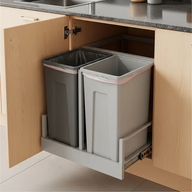 Tempat Sampah Tarik Double Bin