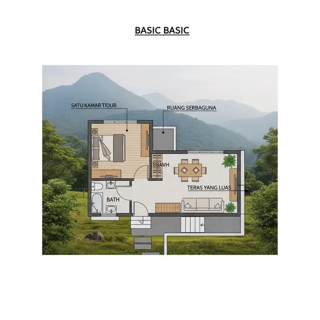 Denah Rumah Sederhana di Pegunungan. Foto: Gemini