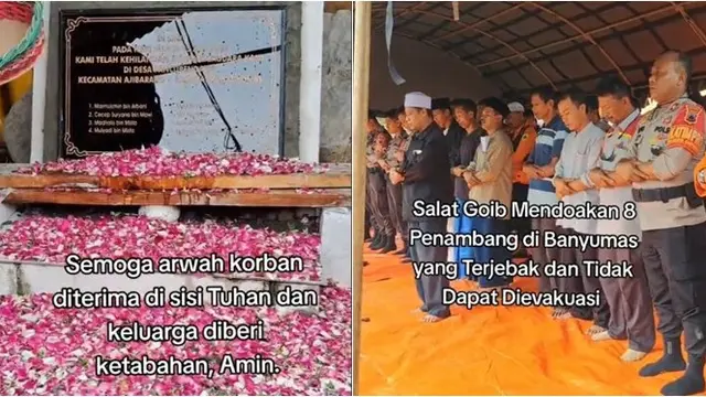 Momen Tabur Bunga 8 Penambang Banyumas yang Tak Bisa Dievakuasi, Adakan Salat Gaib
