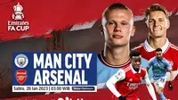 Link Live Streaming Piala FA : Manchester City Vs Arsenal di Vidio, Sabtu 28 Januari 2023