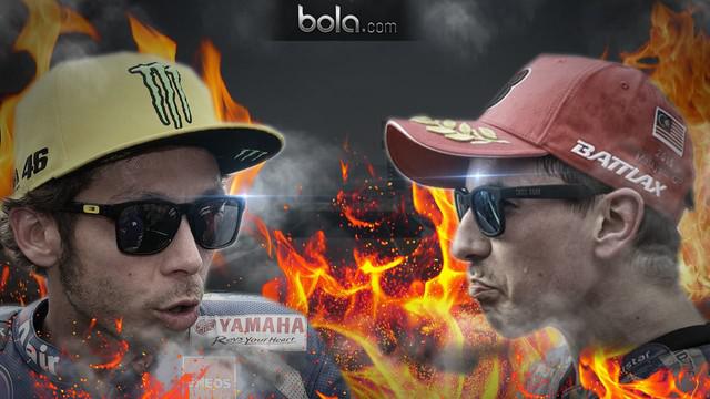 Video kisah perseteruan panas antara Valentino Rossi dengan Jorge Lorenzo yang sudah dimulai sejak tahun 2009 di tim Yamaha.
