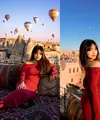 Pemeran film &ldquo;Bukan Cinderella&rdquo; itu baru-baru ini mengunggah momennya berpose dengan latar balon udara ikonik khas Cappadocia. [@fuji_an]