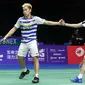 Ganda putra Indonesia, Kevin Sanjaya Sukamuljo/Marcus Fernaldi Gideon, melangkah ke perempat final Kejuaraan Dunia 2018, Kamis (2/8/2018).  (PBSI)