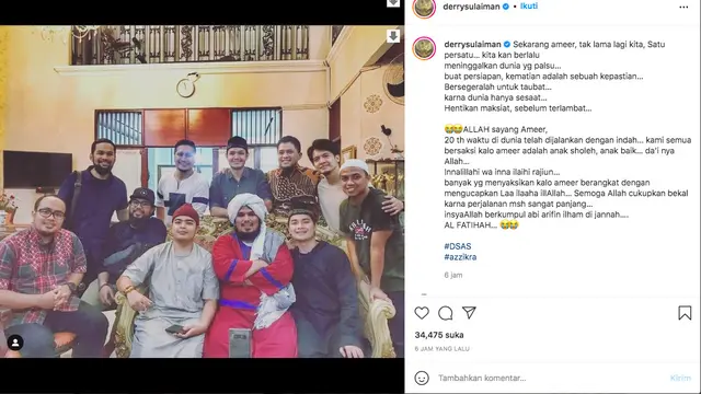 Ustaz Derry Sulaiman Sebut Ameer Azzikra Sempat Lafalkan Kalimat Tauhid Jelang Ajalnya