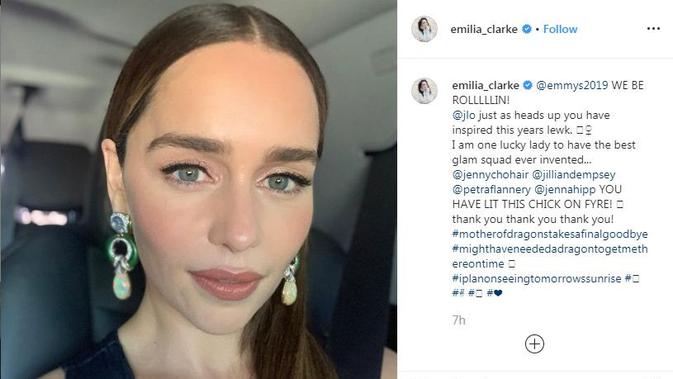 Emilia Clarke di Emmy Awards 2019 terinspirasi gaun Jennifer Lopez (Instagram (@emilia_clarke)